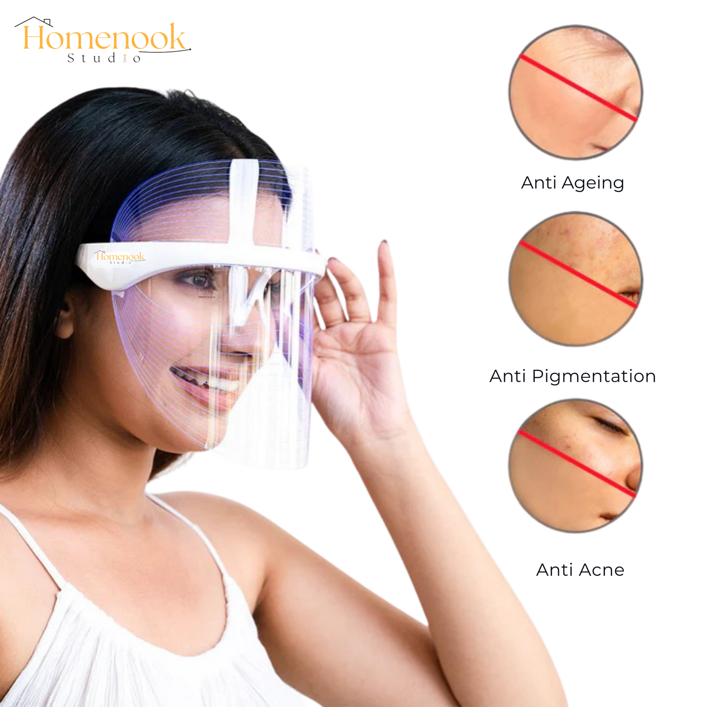 Homenook Led Light Therapy Mask, 3 Color Light Therapy mask