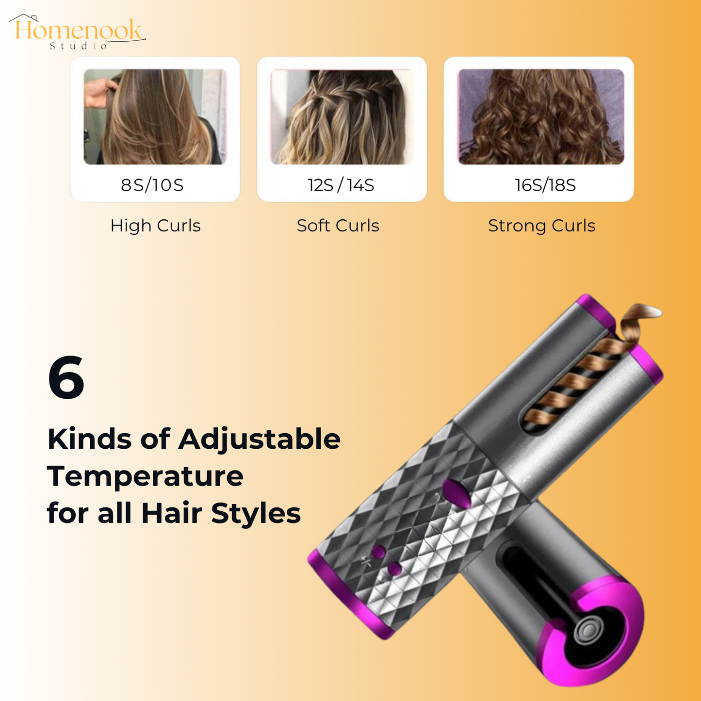 Homenook™ Elegance Curl Pro: Professional Hair Styler Kit for Effortless Waves and Curls