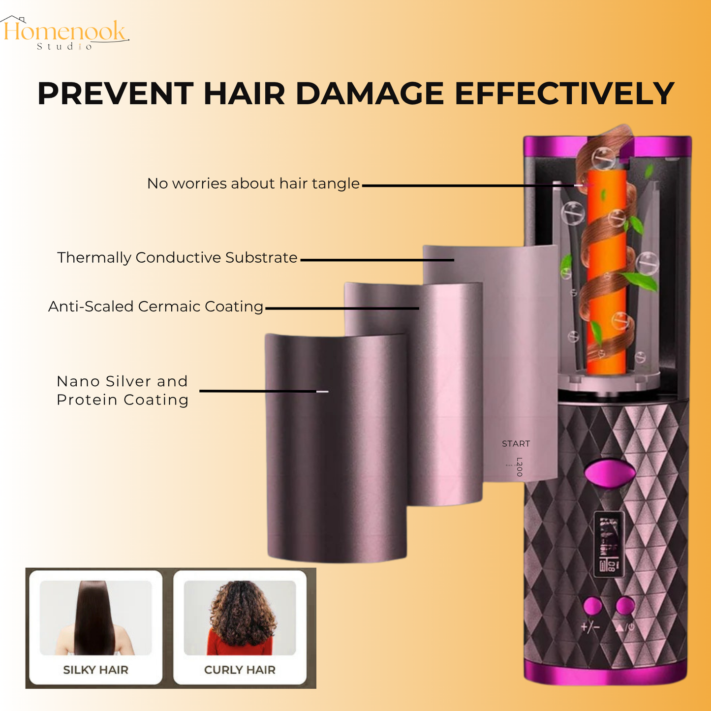 Homenook™ Elegance Curl Pro: Professional Hair Styler Kit for Effortless Waves and Curls