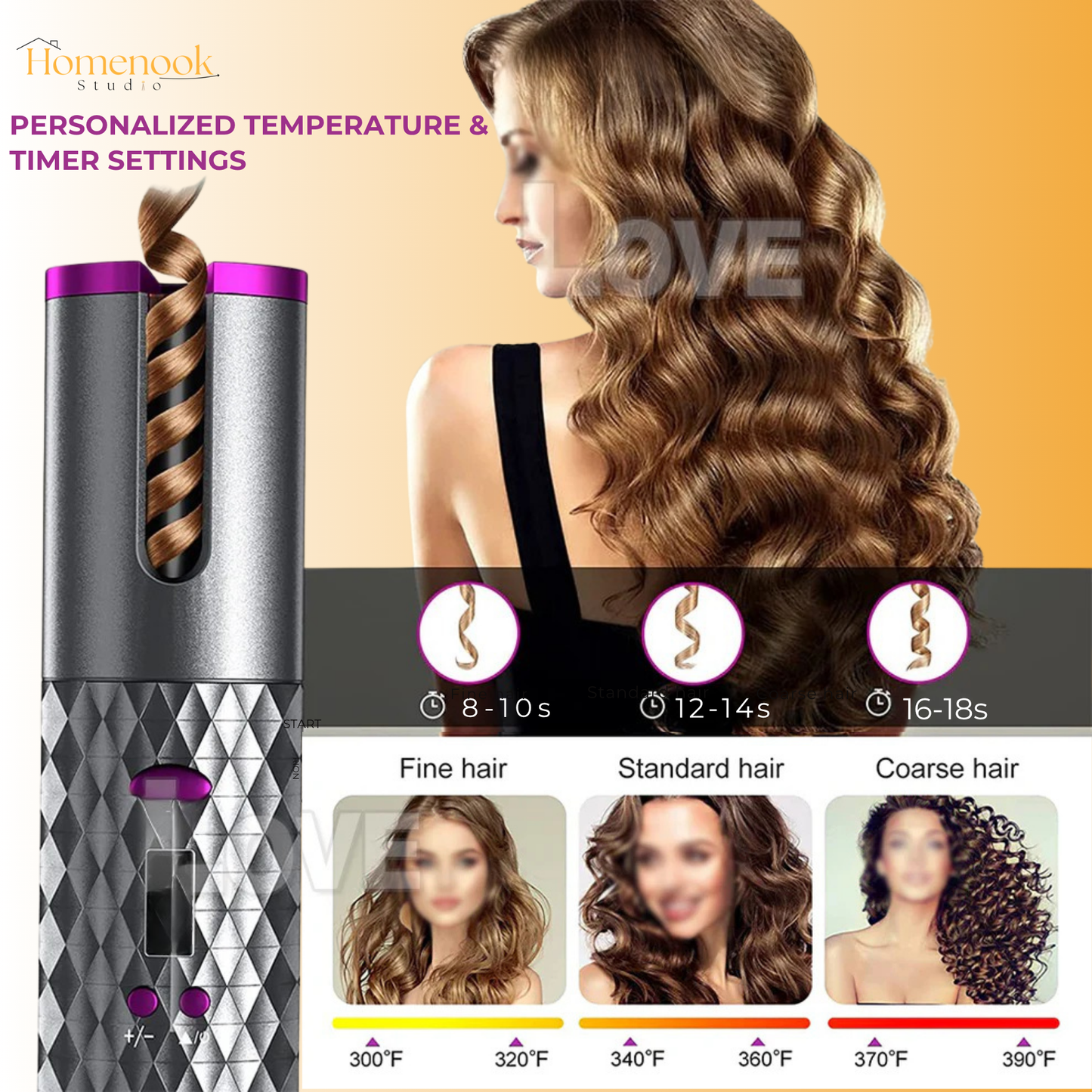 Homenook™ Elegance Curl Pro: Professional Hair Styler Kit for Effortless Waves and Curls