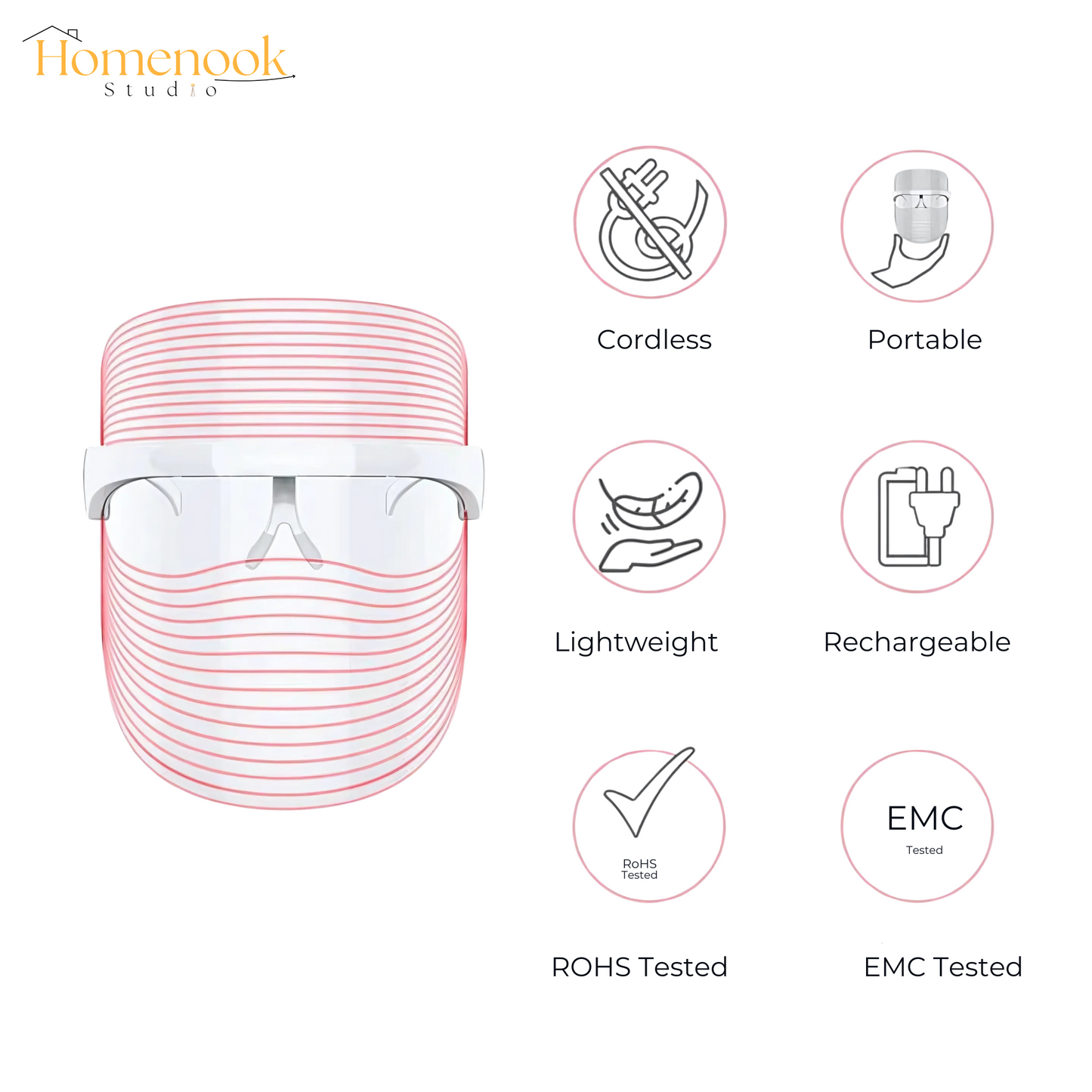 Homenook Led Light Therapy Mask, 3 Color Light Therapy mask
